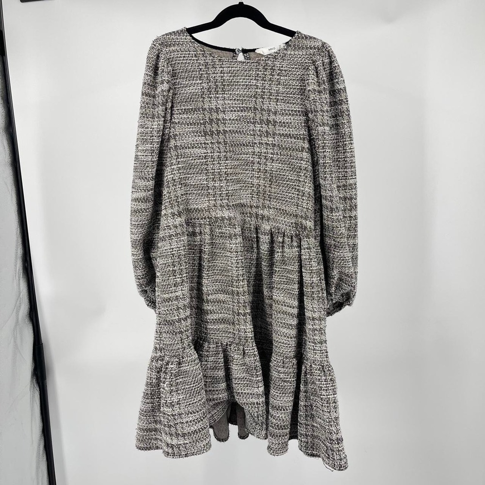 Mango Tweed Mini Dress 4 S Balloon Sleeve Preppy Academia Old Money Fall‎ Office